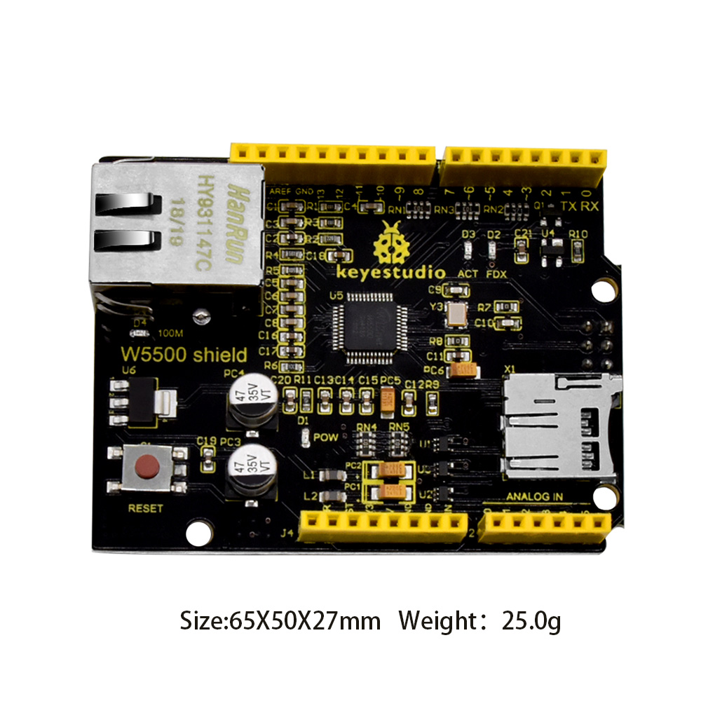 Keyestudio W5500 Ethernet Shie - đánh giá và giá Ethernet Module W5500